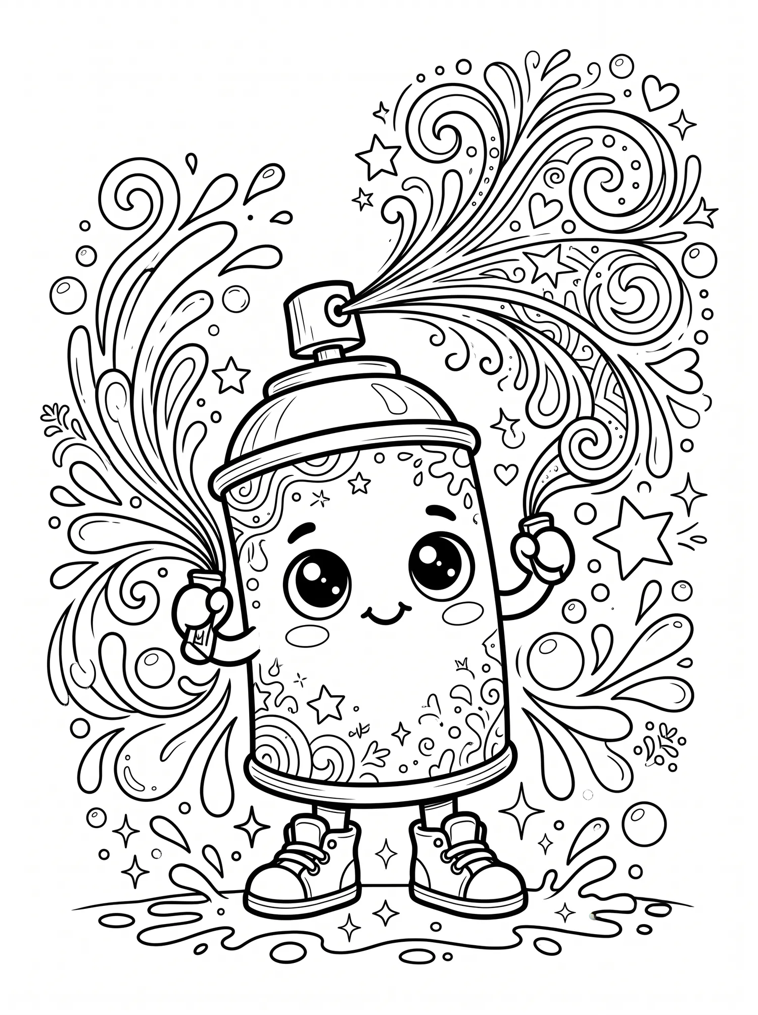 Bombe de Peinture Kawaii, Coloriage art à imprimer gratuitement